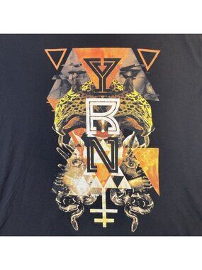 Men's 2XL Black YRN T-Shirt Music Rap Graphic Tee